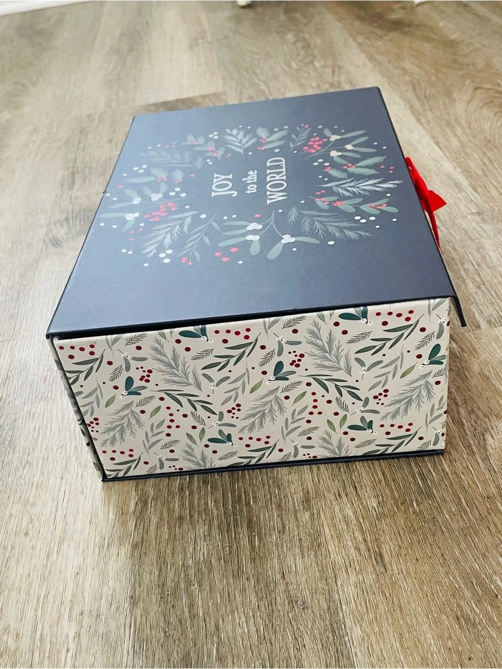 Joy to the World Holiday Gift Box - Navy and Red